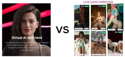 AI girlfriends simulator vs live cams