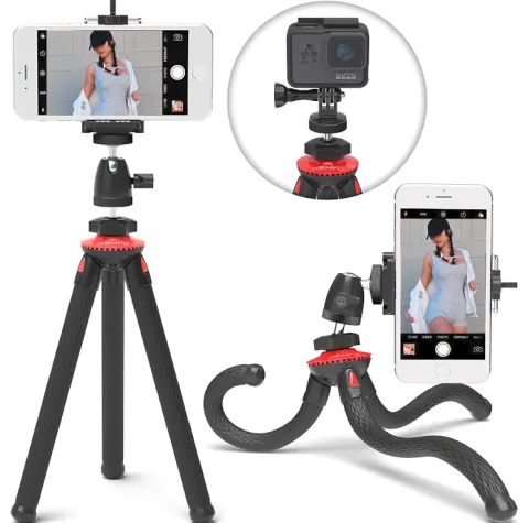 Smartphone hold by a tripod